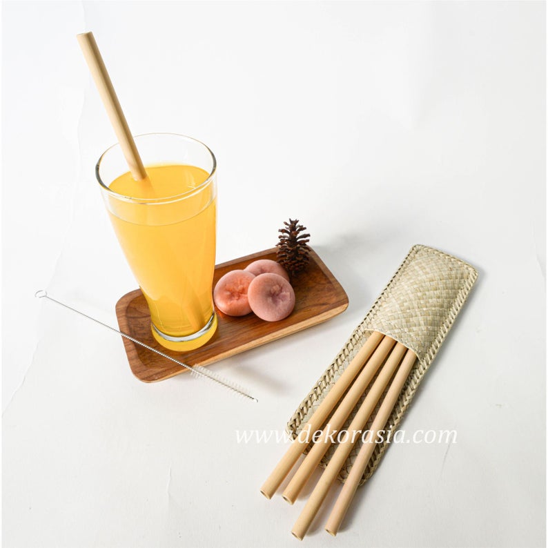 Bamboo Straw Set with Simple Case Type C